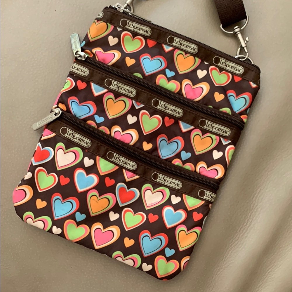 LeSportsac Multicolor Heart Print Crossbody Bag- Valentines